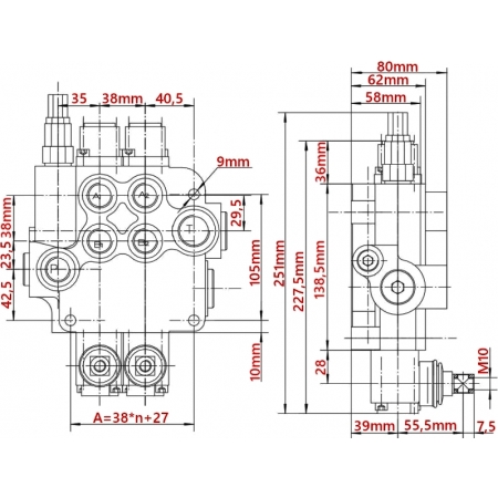 ROZDZIELACZ HYDRAULICZNY MONOBLOK 1 SEKCJA 80L TUR 1/2